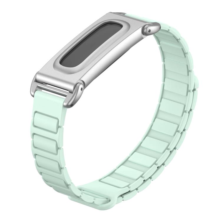 Metal Case Hybrid I-Shaped Magnetic Silicone Watch Band, For Google Fitbit Air