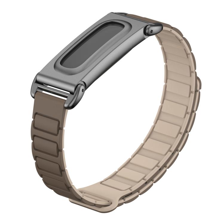 Metal Case Hybrid I-Shaped Magnetic Silicone Watch Band, For Google Fitbit Air