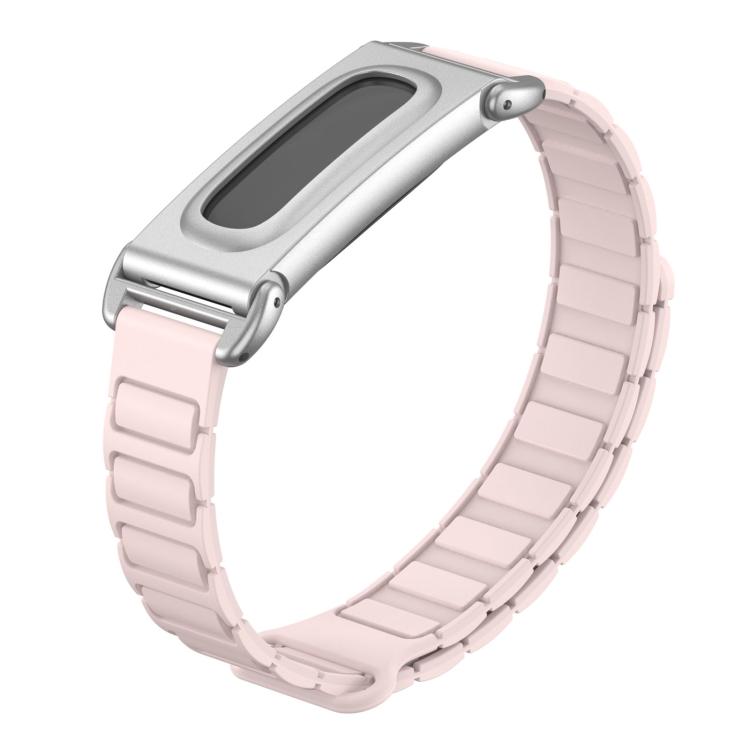 Metal Case Hybrid I-Shaped Magnetic Silicone Watch Band, For Google Fitbit Air
