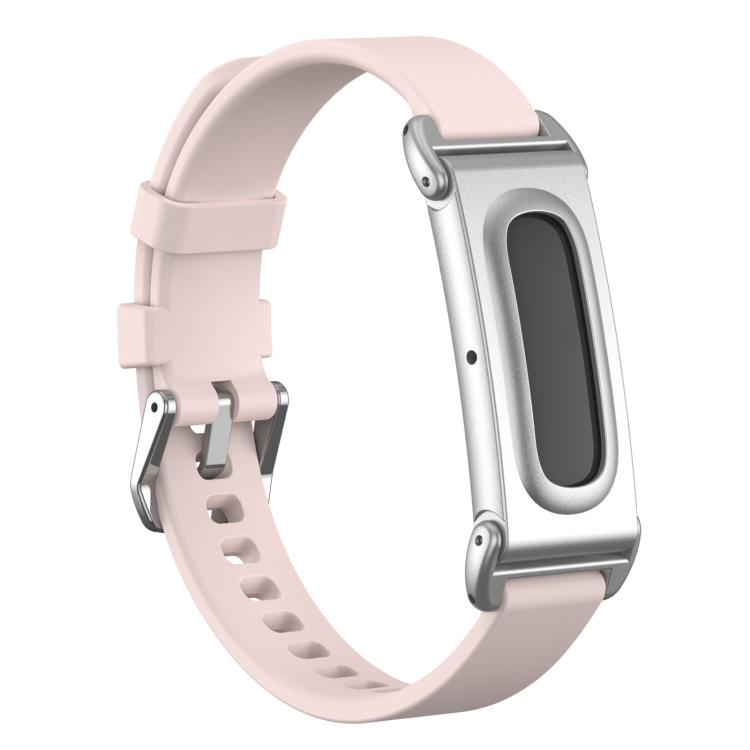 Metal Case Hybrid Pin Buckle Solid Color Silicone Watch Band, For Google Fitbit Air