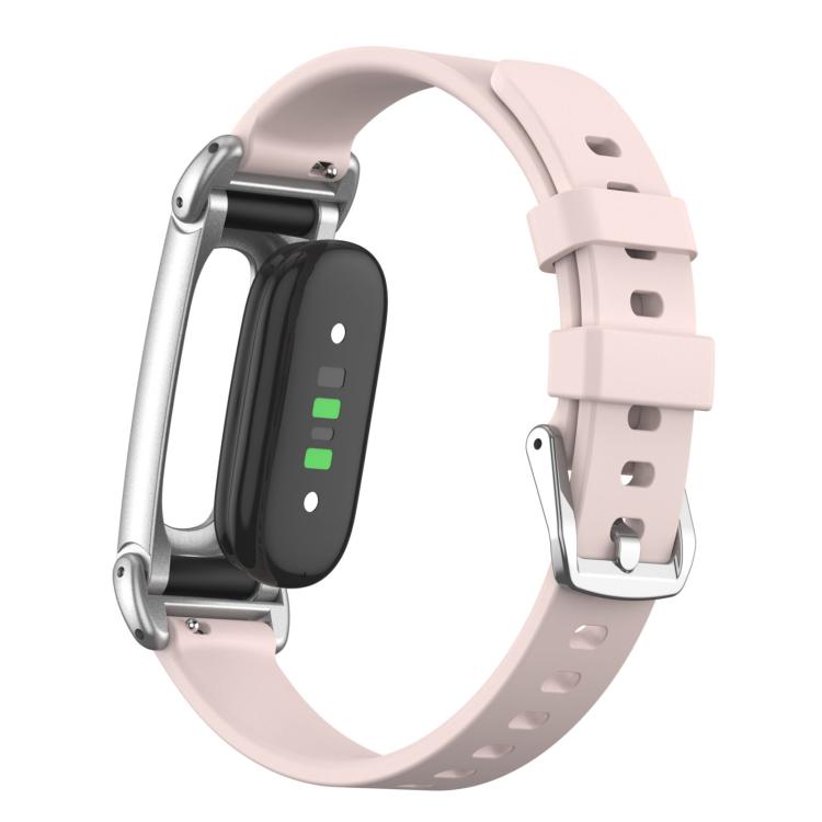 Metal Case Hybrid Pin Buckle Solid Color Silicone Watch Band, For Google Fitbit Air