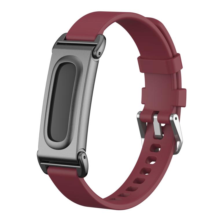 Metal Case Hybrid Pin Buckle Solid Color Silicone Watch Band, For Google Fitbit Air