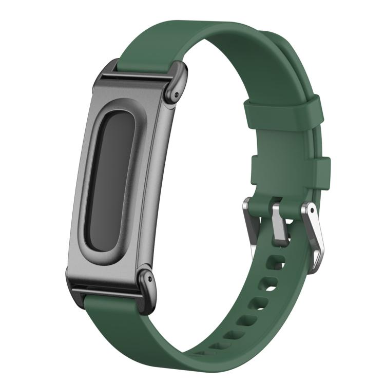 Metal Case Hybrid Pin Buckle Solid Color Silicone Watch Band, For Google Fitbit Air