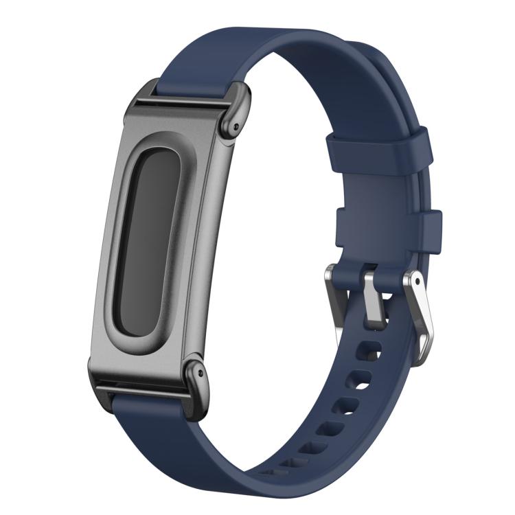Metal Case Hybrid Pin Buckle Solid Color Silicone Watch Band, For Google Fitbit Air
