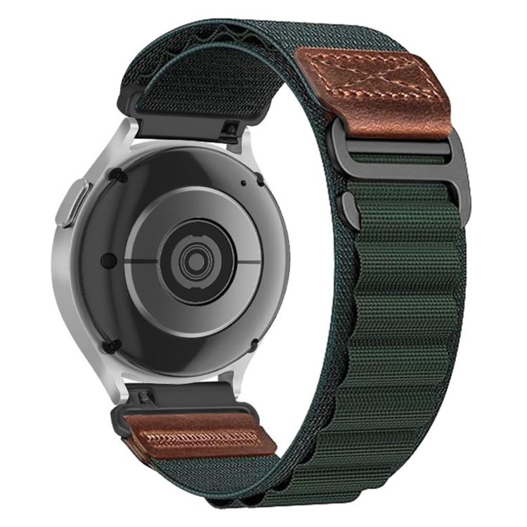 Retro Vegan Leather Label Alpine Nylon Loop Watch Band, 18mm, 20mm, 22mm