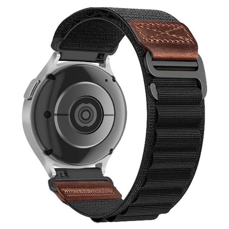 Retro Vegan Leather Label Alpine Nylon Loop Watch Band, 18mm, 20mm, 22mm