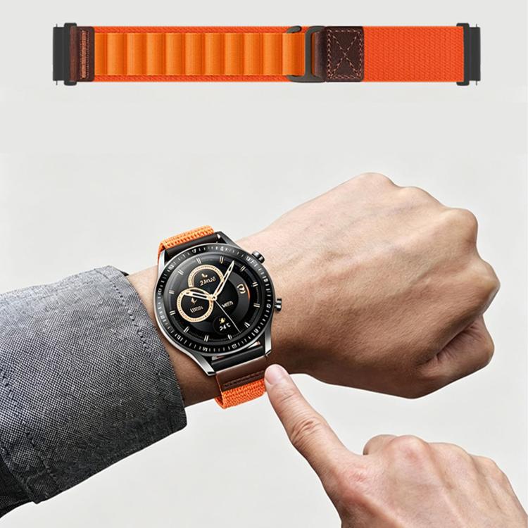 Retro Vegan Leather Label Alpine Nylon Loop Watch Band, 18mm, 20mm, 22mm
