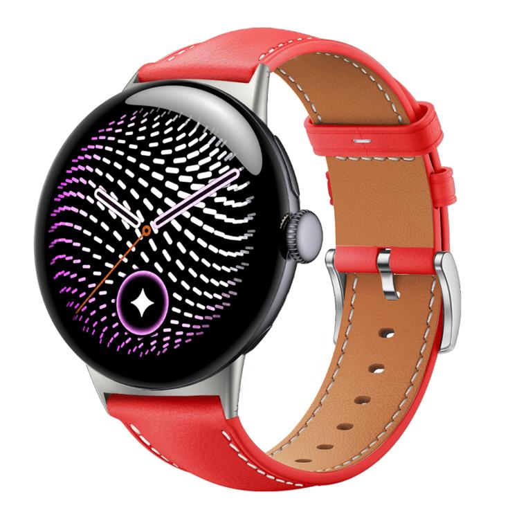 Pin Buckle Genuine Leather Watch Band, For Google Pixel Watch 5 / 4 / 3 45mm