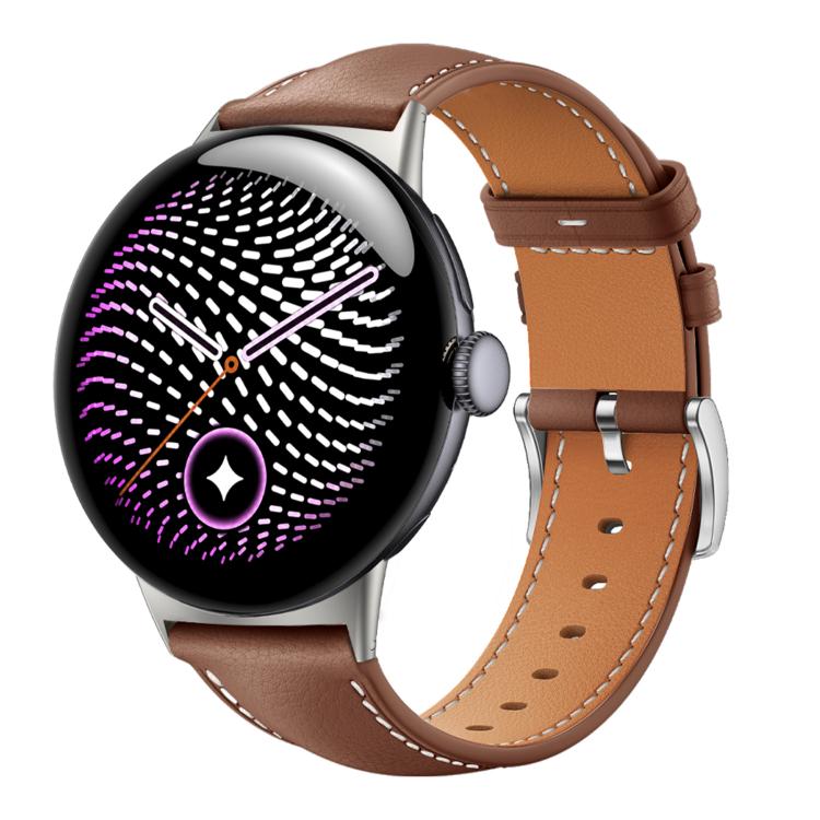 Pin Buckle Genuine Leather Watch Band, For Google Pixel Watch 5 / 4 / 3 45mm
