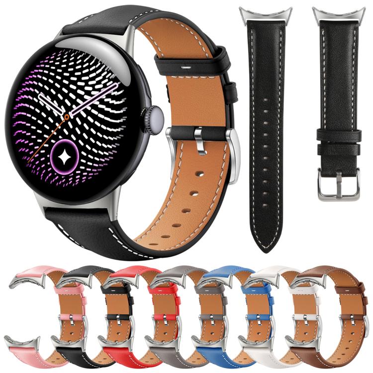 Pin Buckle Genuine Leather Watch Band, For Google Pixel Watch 5 / 4 / 3 45mm