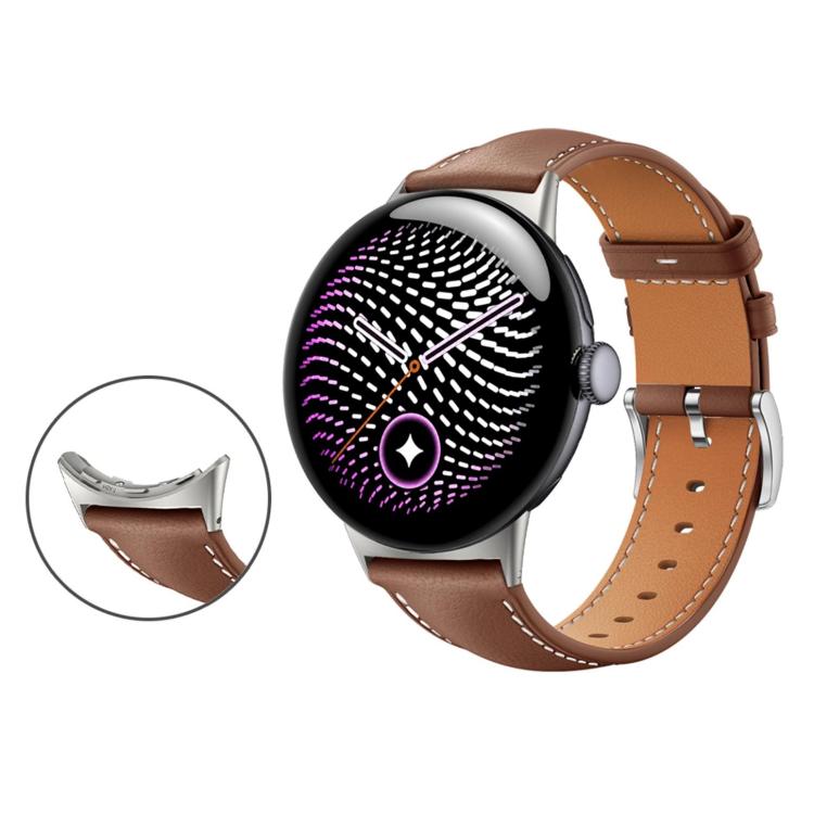 Pin Buckle Genuine Leather Watch Band, For Google Pixel Watch 5 / 4 / 3 45mm