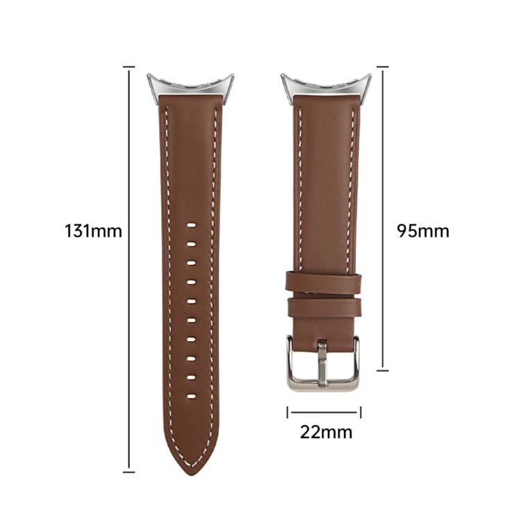 Pin Buckle Genuine Leather Watch Band, For Google Pixel Watch 5 / 4 / 3 45mm