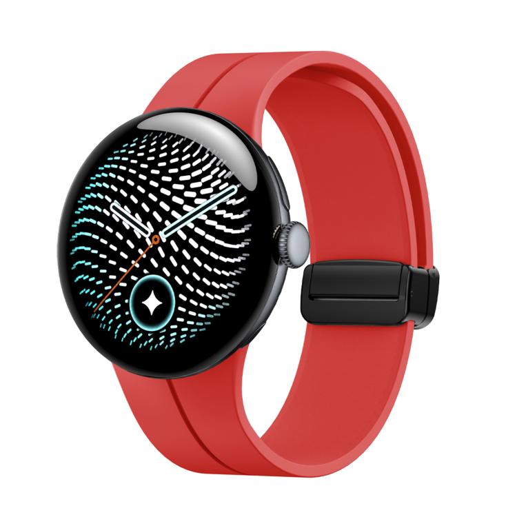 Folding Magnetic Clasp Silicone Watch Band, For Google Pixel Watch 5 / 4 / 3 45mm