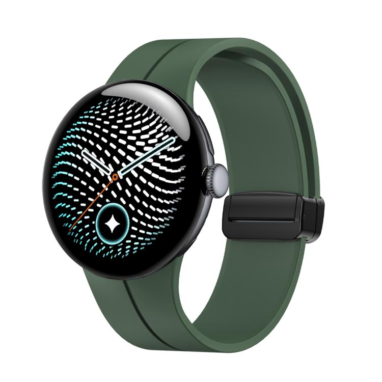 Folding Magnetic Clasp Silicone Watch Band, For Google Pixel Watch 5 / 4 / 3 45mm