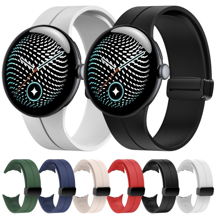 Folding Magnetic Clasp Silicone Watch Band, For Google Pixel Watch 5 / 4 / 3 45mm