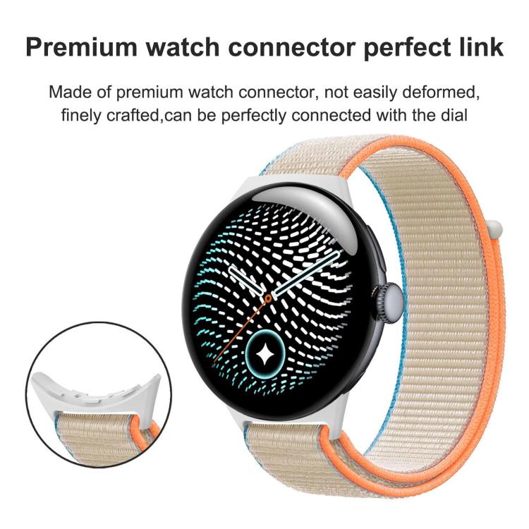 Nylon Woven Hook and Loop Fastener Watch Band, For Google Pixel Watch 5 / 4 / 3 45mm