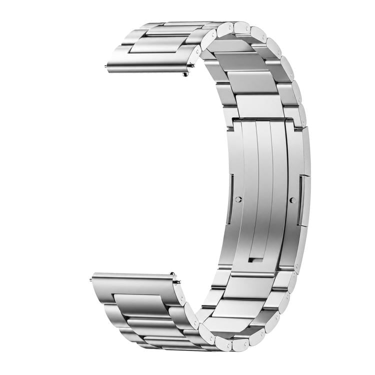Three-Beads Press Folding Clasp Stainless Steel Watch Band, 22mm