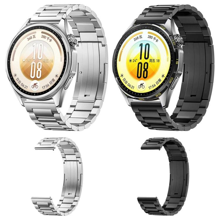 Three-Beads Press Folding Clasp Stainless Steel Watch Band, 22mm