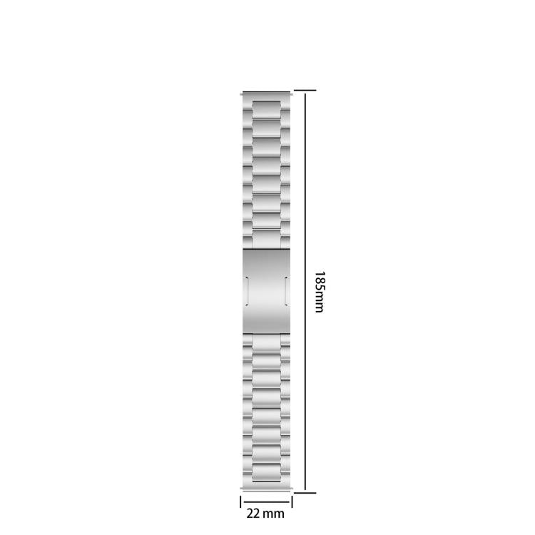 Three-Beads Press Folding Clasp Stainless Steel Watch Band, 22mm