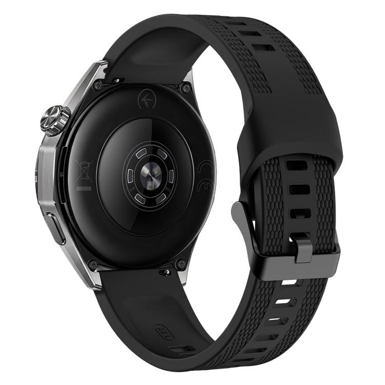 Woven Texture Pin Buckle Solid Color Silicone Watch Band, 22mm