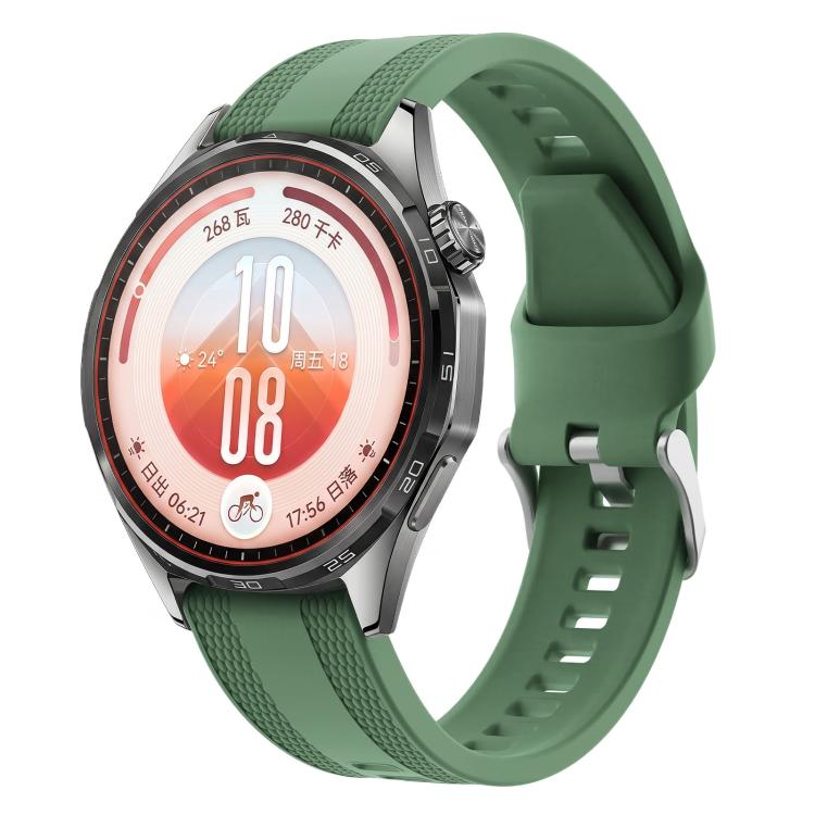 Woven Texture Pin Buckle Solid Color Silicone Watch Band, 22mm