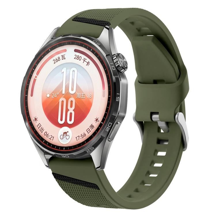 Diagonal Stripe Woven Texture Two Color Silicone Watch Band, 22mm
