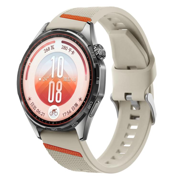 Diagonal Stripe Woven Texture Two Color Silicone Watch Band, 22mm