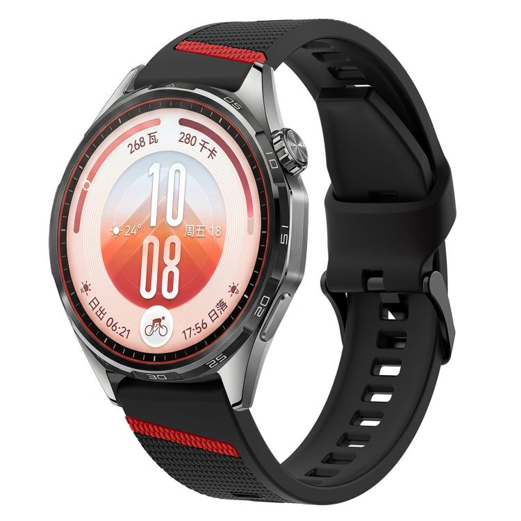Diagonal Stripe Woven Texture Two Color Silicone Watch Band, 22mm