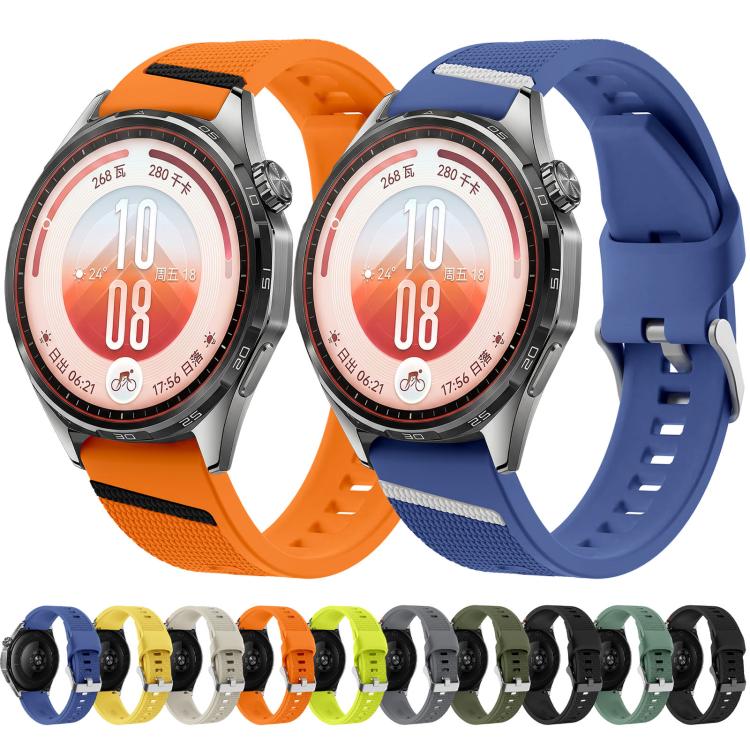 Diagonal Stripe Woven Texture Two Color Silicone Watch Band, 22mm