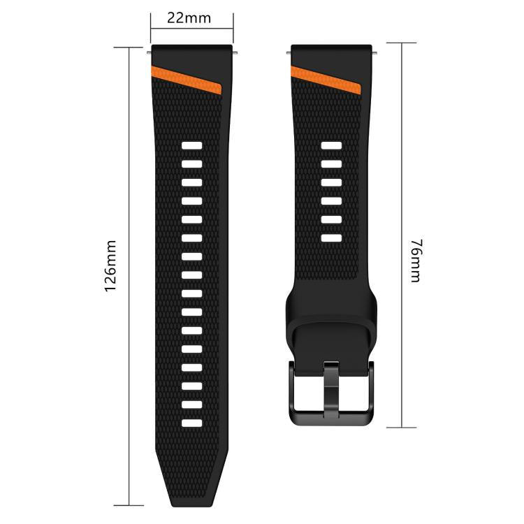 Diagonal Stripe Woven Texture Two Color Silicone Watch Band, 22mm