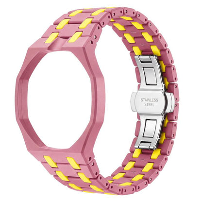 Twelve O Clock Direction Metal Butterfly Clasp Ceramic Integrated Watch Band, For Swatch Royal Pop