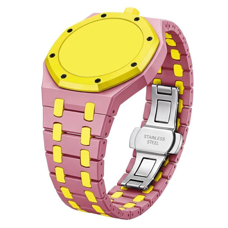 Twelve O Clock Direction Metal Butterfly Clasp Ceramic Integrated Watch Band, For Swatch Royal Pop