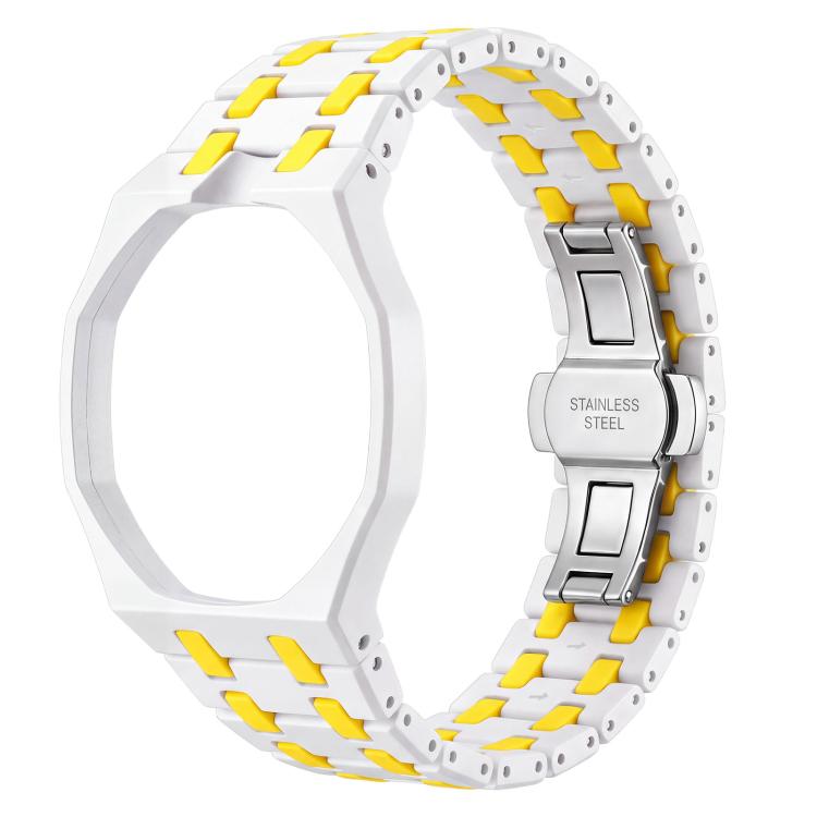 Twelve O Clock Direction Metal Butterfly Clasp Ceramic Integrated Watch Band, For Swatch Royal Pop