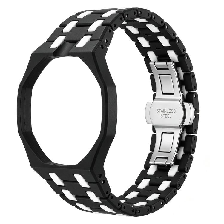 Twelve O Clock Direction Metal Butterfly Clasp Ceramic Integrated Watch Band, For Swatch Royal Pop