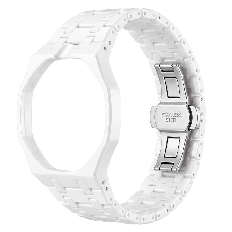 Twelve O Clock Direction Metal Butterfly Clasp Ceramic Integrated Watch Band, For Swatch Royal Pop