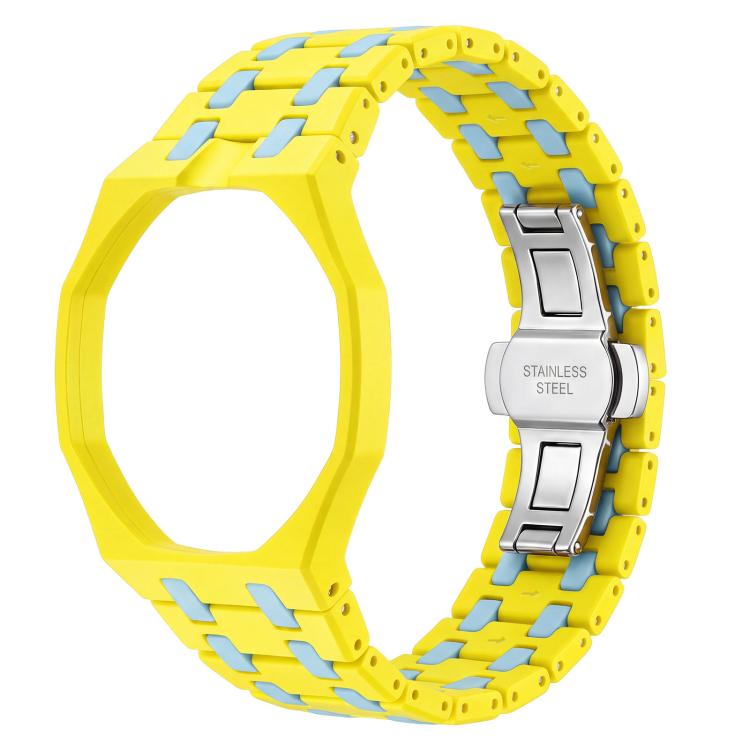 Twelve O Clock Direction Metal Butterfly Clasp Ceramic Integrated Watch Band, For Swatch Royal Pop