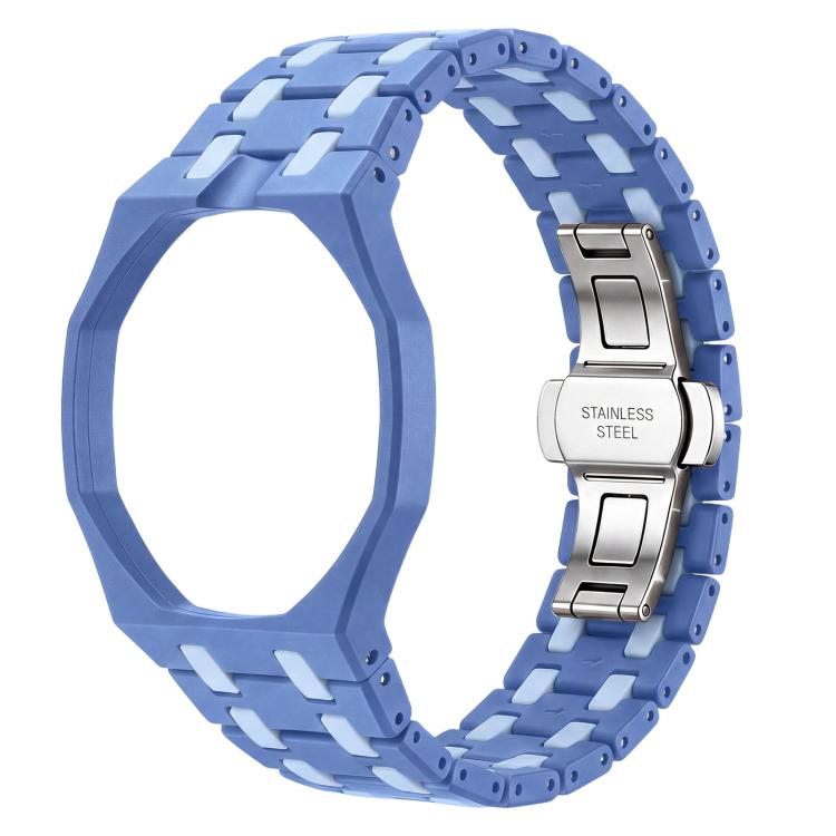 Twelve O Clock Direction Metal Butterfly Clasp Ceramic Integrated Watch Band, For Swatch Royal Pop
