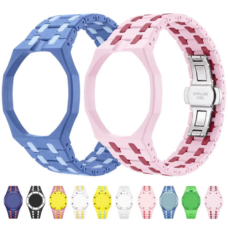 Twelve O Clock Direction Metal Butterfly Clasp Ceramic Integrated Watch Band, For Swatch Royal Pop