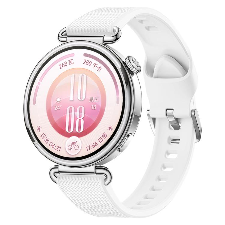 Press Button Long-Grain Texture Solid Color Silicone Watch Band, 18mm