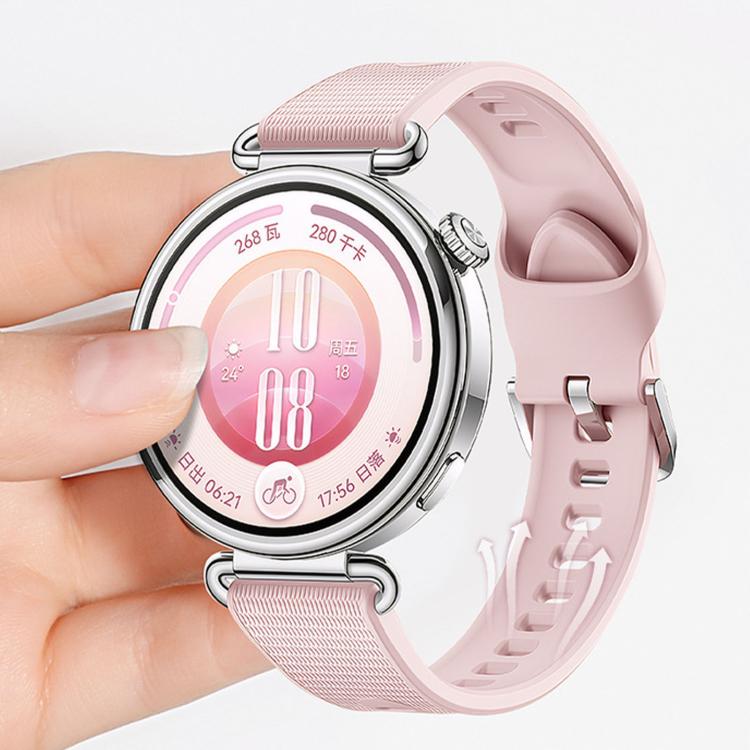 Press Button Long-Grain Texture Solid Color Silicone Watch Band, 18mm