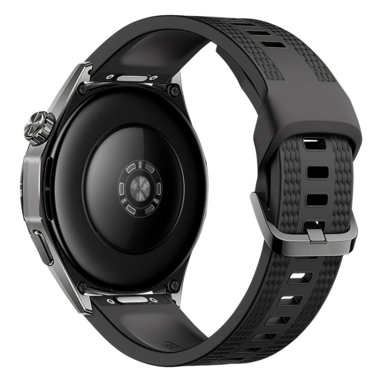 Press Button Dual-Sided Honeycomb Pattern Solid Color Silicone Watch Band, 22mm