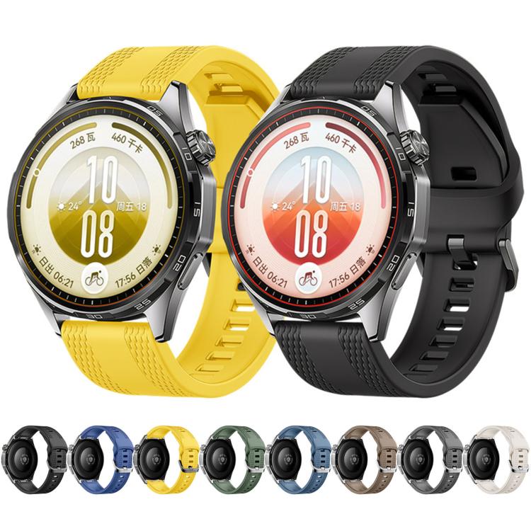 Press Button Dual-Sided Honeycomb Pattern Solid Color Silicone Watch Band, 22mm