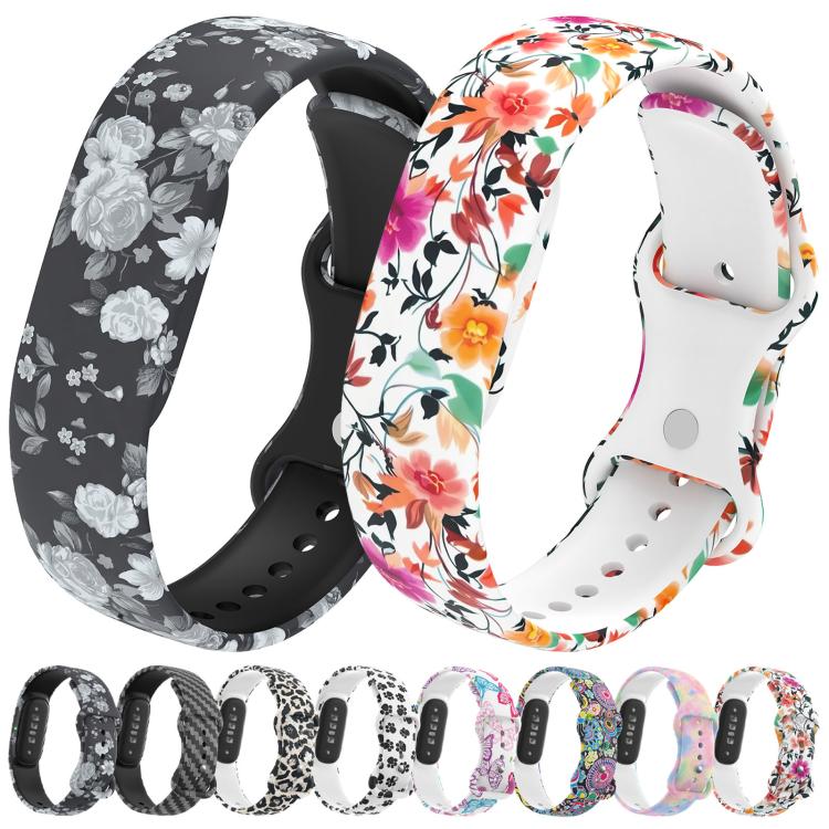 Butterfly Buckle Printed Silicone Watch Band, For Google Fitbit Air