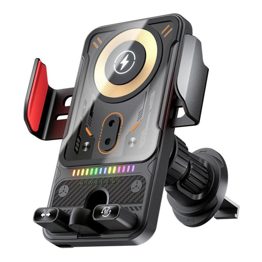 F19 15W Fast Charging Auto Clamping Magnetic Phone Holder Wireless Car Charger