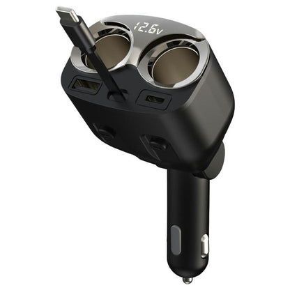 GE12 Voltage Display Independent Switch Multi-Port Car Charger 120W Cigarette Lighter Socket, GE12
