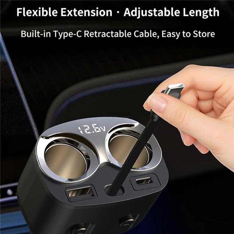 GE12 Voltage Display Independent Switch Multi-Port Car Charger 120W Cigarette Lighter Socket, GE12