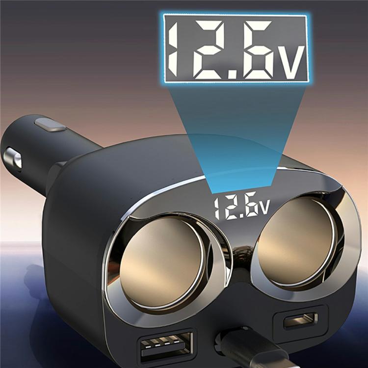 GE12 Voltage Display Independent Switch Multi-Port Car Charger 120W Cigarette Lighter Socket, GE12