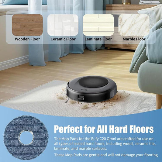 JUNSUNMAY 4 PCS/Pack Washable Mop Pads Replacement for Eufy Robot Vacuum Omni C20