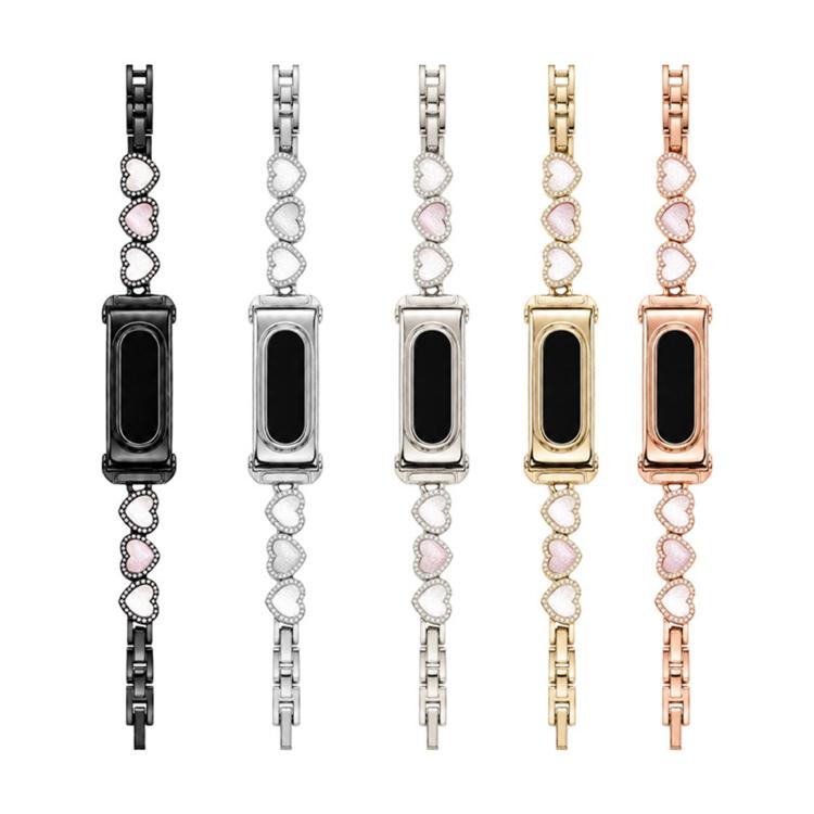 Metal Case Integrated Heart-Shaped Shell Zinc Alloy Watch Band, For Google Fitbit Air