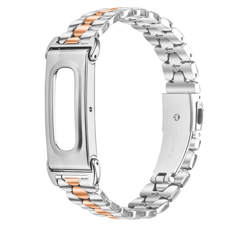 Metal Case Integrated Pearl Pattern Stainless Steel Watch Band, For Google Fitbit Air
